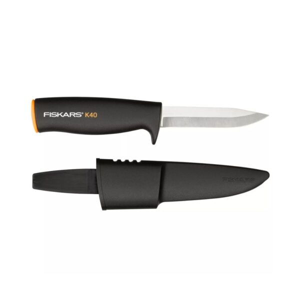Fiskars kerti kés műanyag tokkal, ergonomikus nyéllel