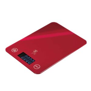 Digitális konyhai mérleg 5 kg-ig, metál burgundy színben, edzett üveg felülettel