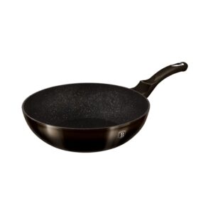 Berlinger Haus Metallic Line Shiny Black wok serpenyő 28 cm, metál fekete színben