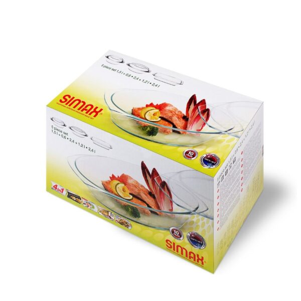 hőálló üvegtál készlet 5 részes Simax sütőbe mikrohullámúba