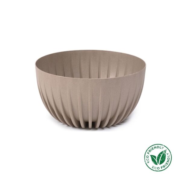 Lamela MIRA ECO virágtartó tál – latte, bordázott virágtartó, több méretben, Eco Friendly jelöléssel