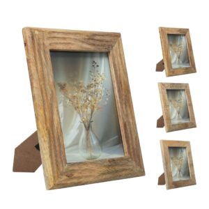 Mangófa képkeret 10×15 és 15×20 cm – natúr fa, üveg előlappal