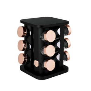 Berlinger Haus fűszertartó 12 db – forgó állvánnyal, fekete