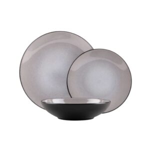 Berlinger Haus Taupe 18 részes étkészlet matt fekete - taupe színben – kerámia tányér- és tálkakészlet modern konyhába