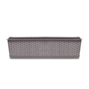 Rattan balkonláda alátéttel mokka – 17,3 × 15 cm, választható hossz