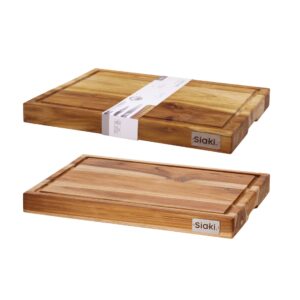 teakfa vágódeszka 40 cm Siaki nagy méretű fa vágódeszka