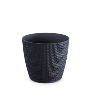 Virágcserép Wheaty antracit – több méretben, dekoratív textúrával