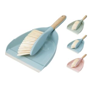 szemeteslapát és kefe szett bambusz nyéllel pasztell színekben