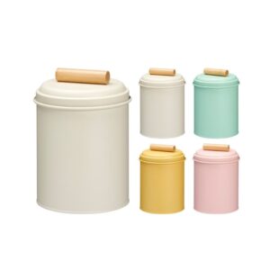 konyhai tárolódoboz pasztell színekben bambusz fedéllel