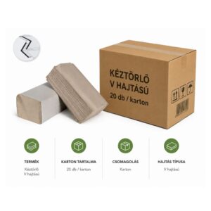 V hajtású kéztörlő natúr kartonos kiszerelésben