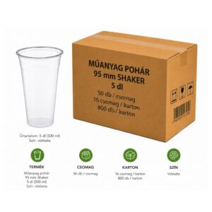 Shaker pohár 5 dl PET víztiszta 95 mm 800 db karton