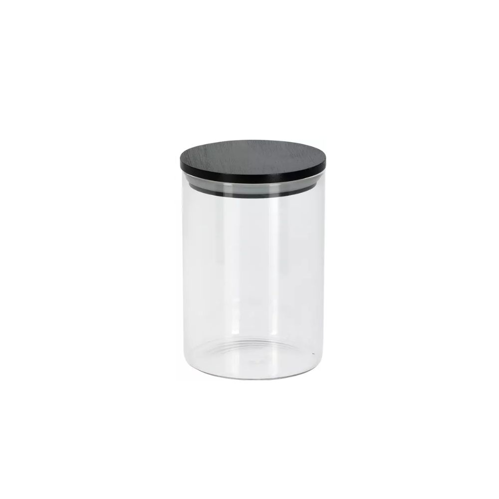 Üveg tárolóedény 575 ml fekete fedéllel